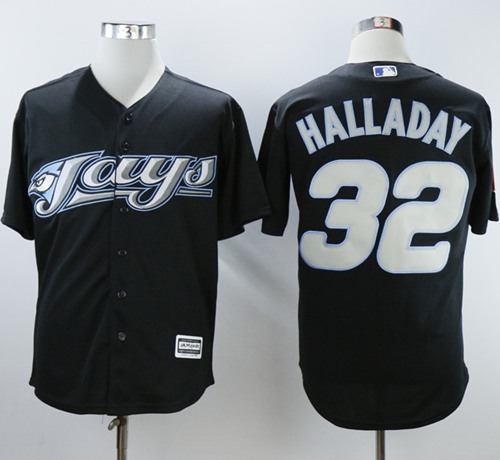 Blue Jays #32 Roy Halladay Black 2008 Turn Back The Clock Stitched MLB Jersey